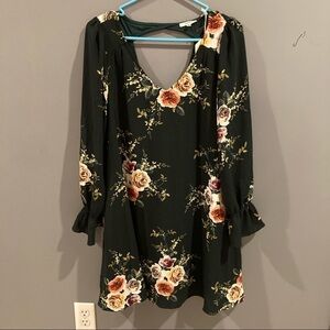 Jodifl Hunter Green Floral Dress